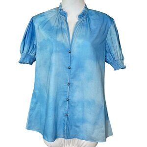 Robert Graham Ladies MILA Cotton Tie Dye Button Front Short Sleeve Blouse NWT Sm